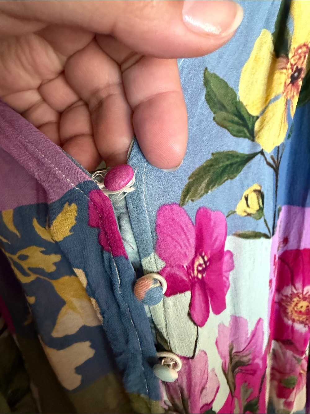 Anthropologie Estela Floral Patchwork Button-Front Women's Blouse - Picture 5 of 8
